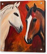Painting Yin Yang Horses Racing Animalistic Oil P Acrylic Print