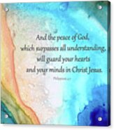 Peace Of God - Bible Verse Art - Sharon Cummings Acrylic Print