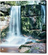 Summer Colours Colour The Ice Waterfall During Sunrise. Jizera Mountains Acrylic Print