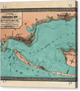 Pensacola Bay Florida Vintage Map 1860 Acrylic Print