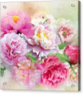 Peony And Butterfly Bouquet 01 Acrylic Print