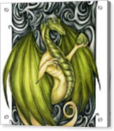 Peridot Green Dragon Drawing Acrylic Print