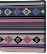 Peruvian Inca Ethnic Stripes - Graygreen Ivory Pink Acrylic Print