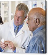 Pharmacist Talking To Customer About Prescription Acrylic Print