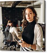Photo Of Young Business Woman In The Office Acrylic Print