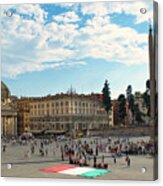 Piazza Di Popolo With Italian Flag Acrylic Print