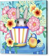 Peekaboo Bunny And Bird Acrylic Print