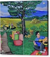 Picnic With The Farmers And Playing Melodies Under The Shade Of Trees Acrylic Print