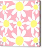 Pink And Sun Yellow Daisy Floral Pattern Design Acrylic Print