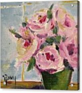 Pink Roses By The Window Acrylic Print