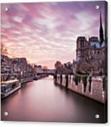 Pink Sunset Of Notre Dame Acrylic Print