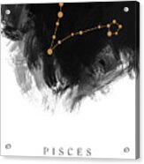 Pisces Zodiac Sign - Minimal Print - Zodiac, Constellation, Astrology, Good Luck, Night Sky - Black Acrylic Print