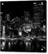 Pittsburgh At Night Black And White Acrylic Print