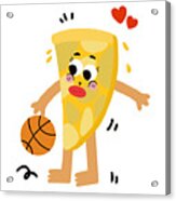 Pizza Likes To Play Basketball Acrylic Print
