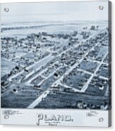 Plano Texas Vintage Map Birds Eye View 1891 Blue Acrylic Print