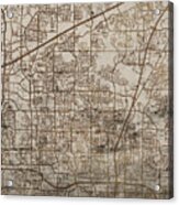 Plano Vintage Rusty City Street Map On Cement Background Acrylic Print