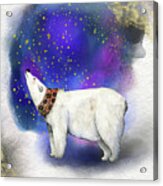 Polar Bear With Golden Stars Acrylic Print