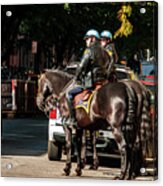 Police On Horse Back In Nyc Acrylic Print