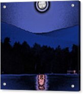 Polished Moon Over Lake Acrylic Print