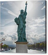 Pont De Grenelle Statue Of Liberty - Paris - France Acrylic Print