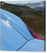Porsche Boxster 981 Curves Digital Oil Painting - French Blue Acrylic Print