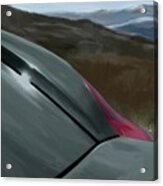 Porsche Boxster 981 Curves Digital Oil Painting - Schwarz Black Acrylic Print