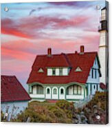 Portland Head Lighthouse Sunset Panorama Acrylic Print