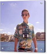 Portrait Of Man With Camera, Ta' Xbiex Harbor, Gzira, Malta Acrylic Print