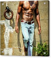 Portrait Of Young Black Man In Hot Summer Acrylic Print