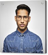 Portrait Of Young Businessman Wearing Eyeglasses Acrylic Print