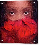 Portrait With Red Roses Acrylic Print