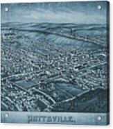 Pottsville Pennsylvania Vintage Map Birds Eye View 1889 Blue Acrylic Print