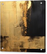 Precision In Elegance - Black And Gold Abstract Wall Art Acrylic Print