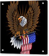 Pride Bald Eagle With Usa Flag - America Acrylic Print