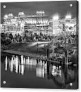 Pro Football Stadium Reflections - Nashville Tennessee Monochrome 1x1 Acrylic Print