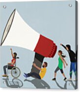 Protesters With Large Megaphone Acrylic Print