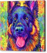 Psychedelic Rainbow German Shepherd Dog Acrylic Print