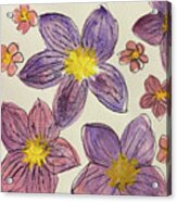 Purple And Yellow Flowers Acrylic Print