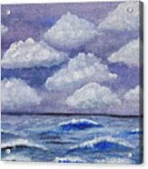Purple Sky With White Clouds Acrylic Print