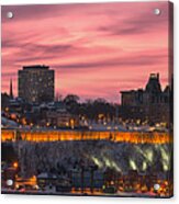 Quebec_city_winter_sunset_pano_dri Acrylic Print