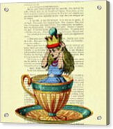 Queen Alice In Wonderland In Teacup Illustration Acrylic Print