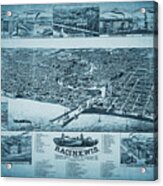 Racine Wisconsin Vintage Map Aerial View 1883 Blue Acrylic Print