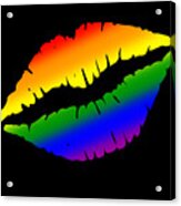 Rainbow Kissy Lips Acrylic Print