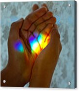 Rainbow Light In Her Hands Acrylic Print