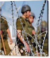 Razor Wire And Soldiers Acrylic Print