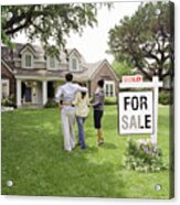Realtor Standing With Couple In Front Of House Acrylic Print
