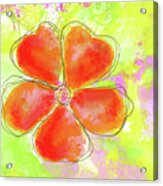 Red Abstract Flower Watercolor Painting Acrylic Print