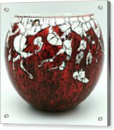 Red And White Glass Bowl Acrylic Print