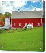 Red Barn In Woodstock, Vermont During Autumn Acrylic Print