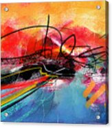 Red Blue And Yellow Colorful Abstract Landscape Painting Acrylic Print